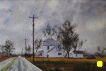 landscape, barn, farm, rural, hay, ohio, fairfield county, oberst, watercolor